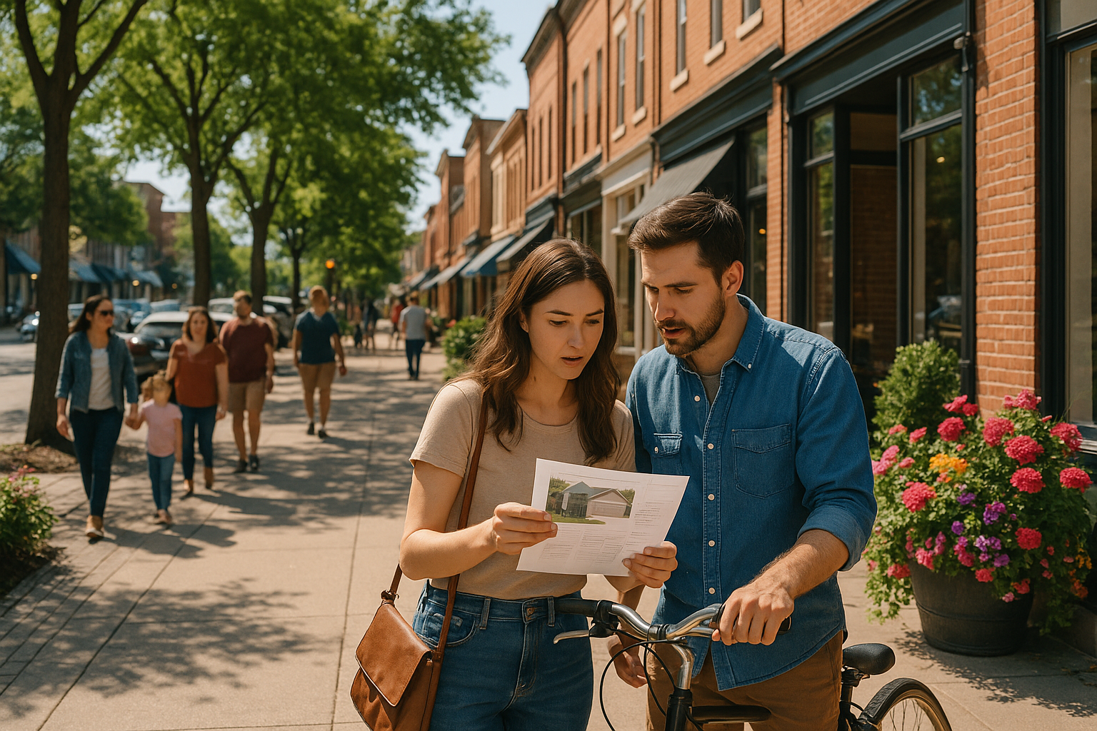 A friendly mortgage loan officer discussing mortgage options with a couple at a table.
