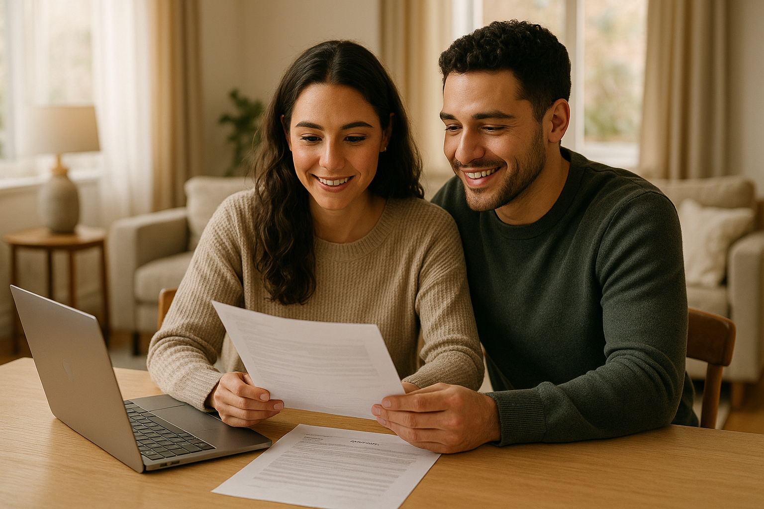 A friendly mortgage loan officer discussing home financing options with a couple.