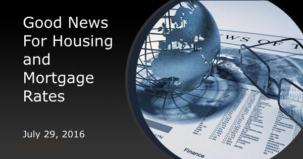 Good News For Housing and Mortgage Rates