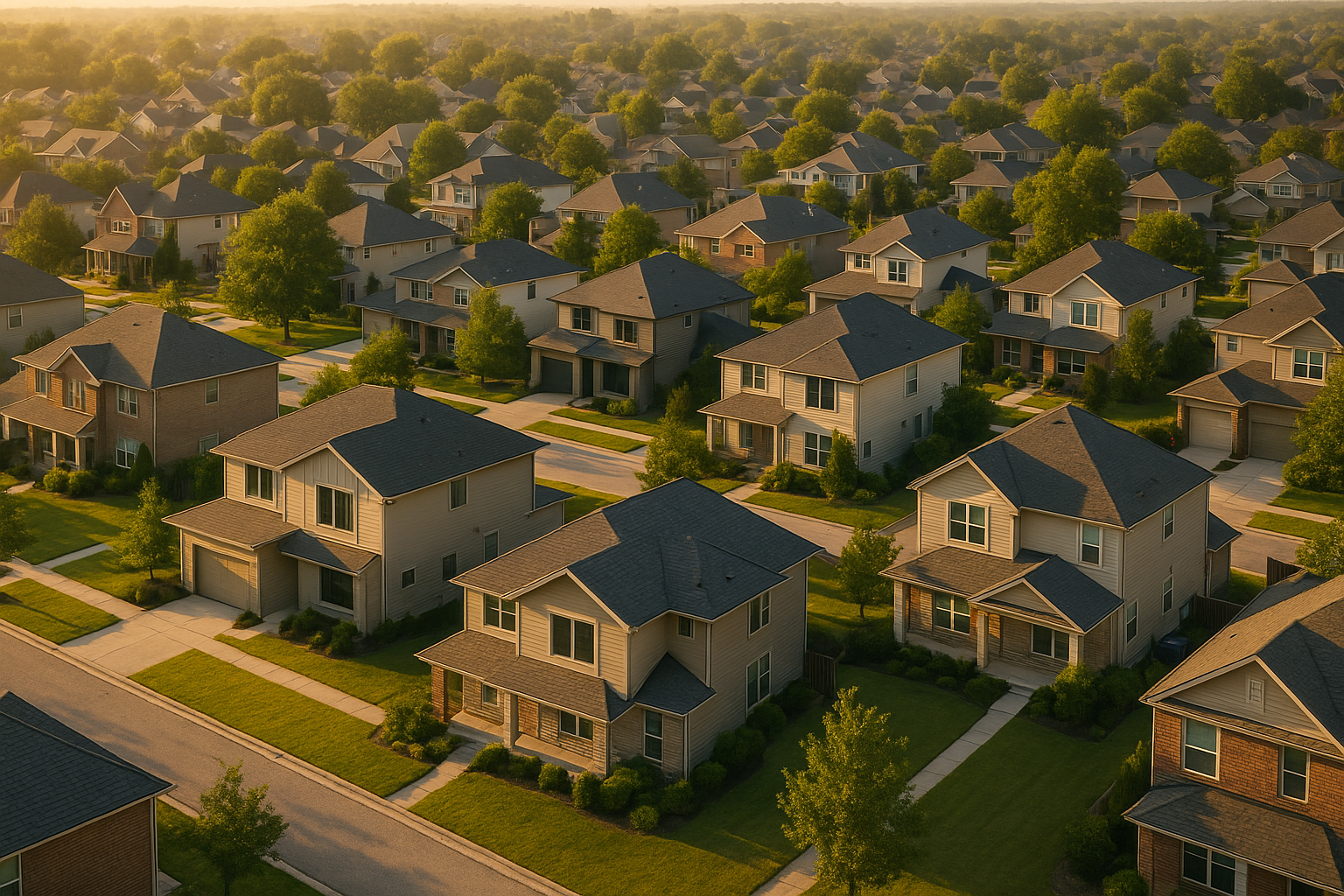 A person looking at a house with a calculator and mortgage documents in hand.