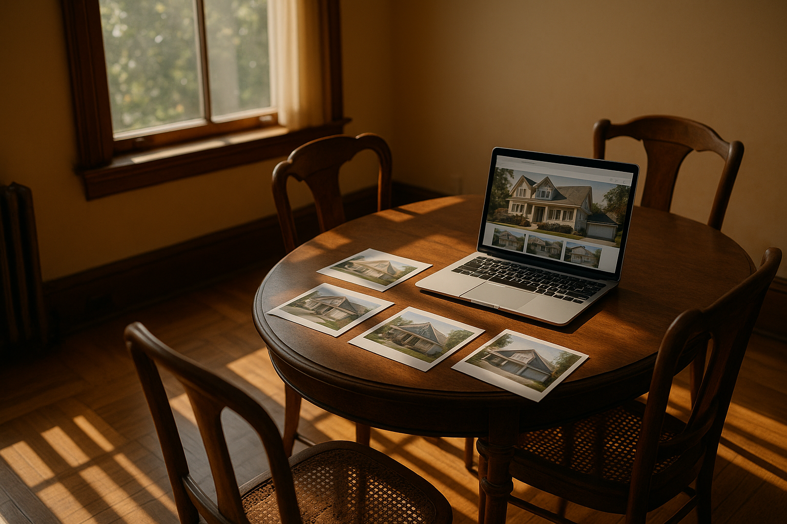 A concerned homeowner looking at financial documents at a kitchen table