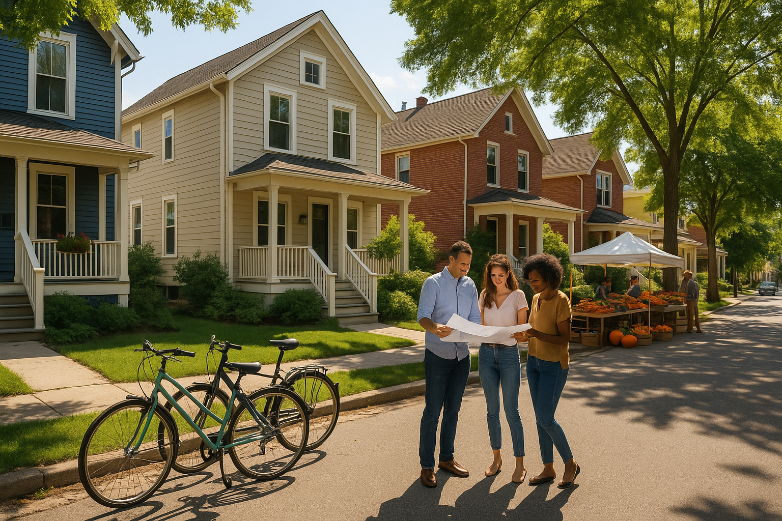 A friendly mortgage loan officer discussing home buying options with a couple.