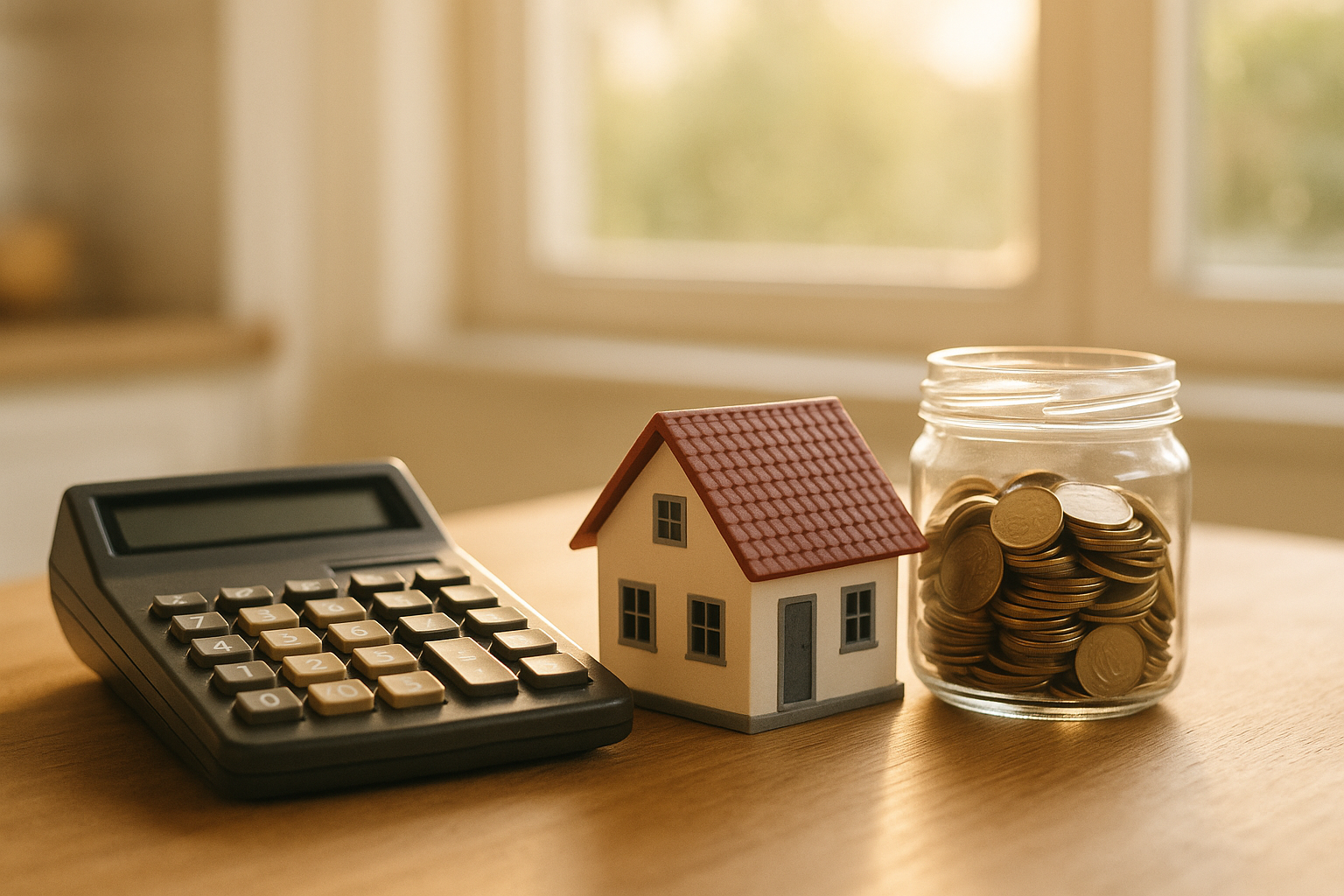 A person reviewing mortgage options with a calculator and paperwork at a desk.
