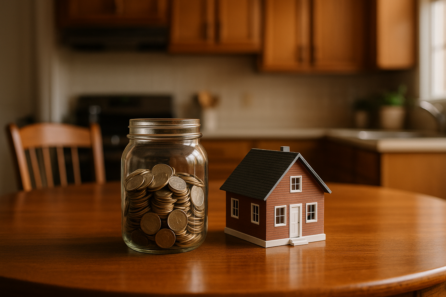 A friendly loan officer discussing mortgage options with a couple at a kitchen table.